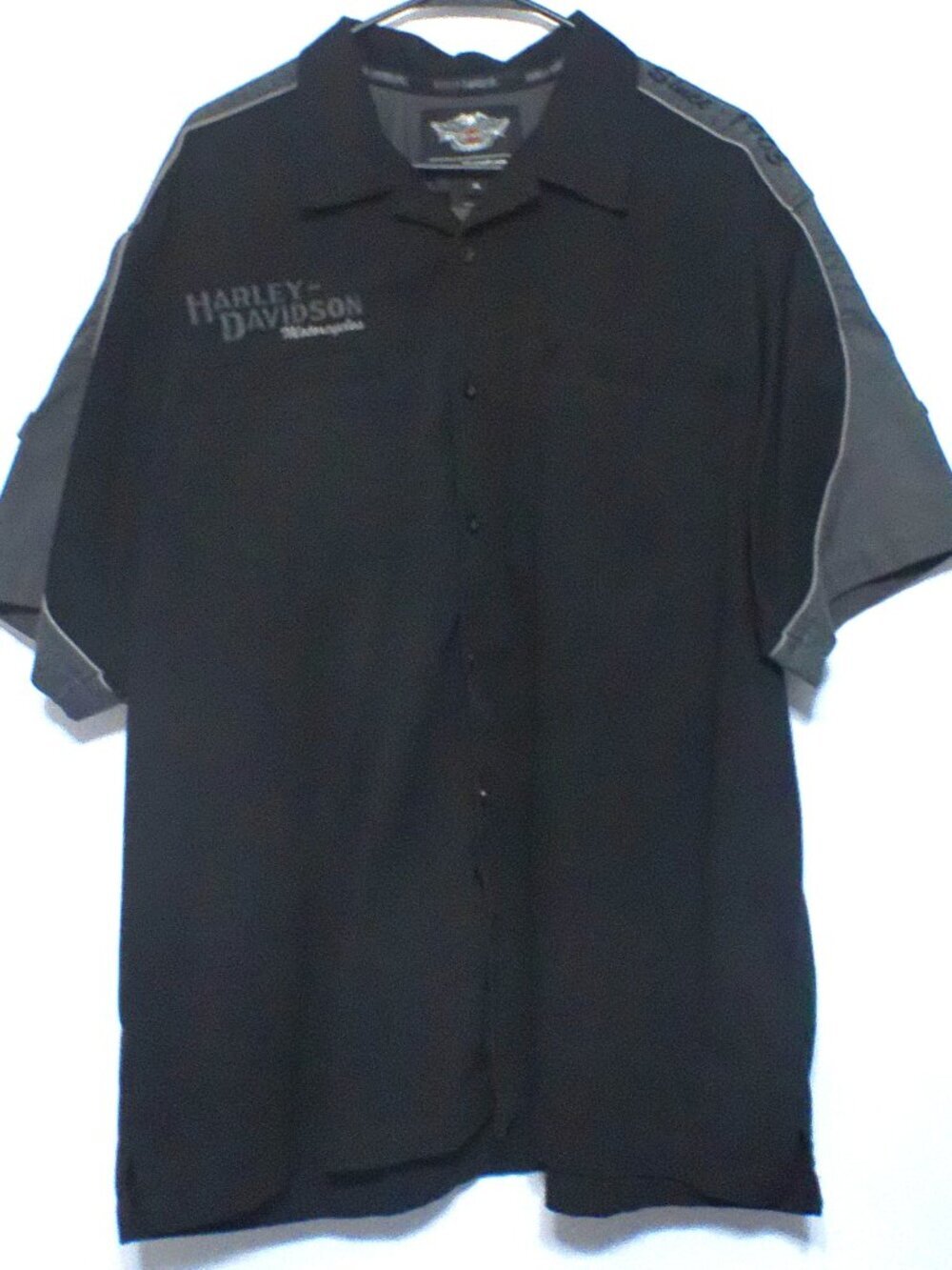 Harley-Davidson Genuine MotorClothes Button Shirt Men's XL Black Gray Embroidery